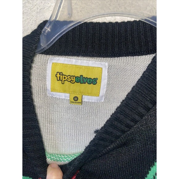 TIPSY ELVES Christmas Sweater Santa Claus Unicorn Space UGLY SWEATER Unisex M - Picture 3 of 5